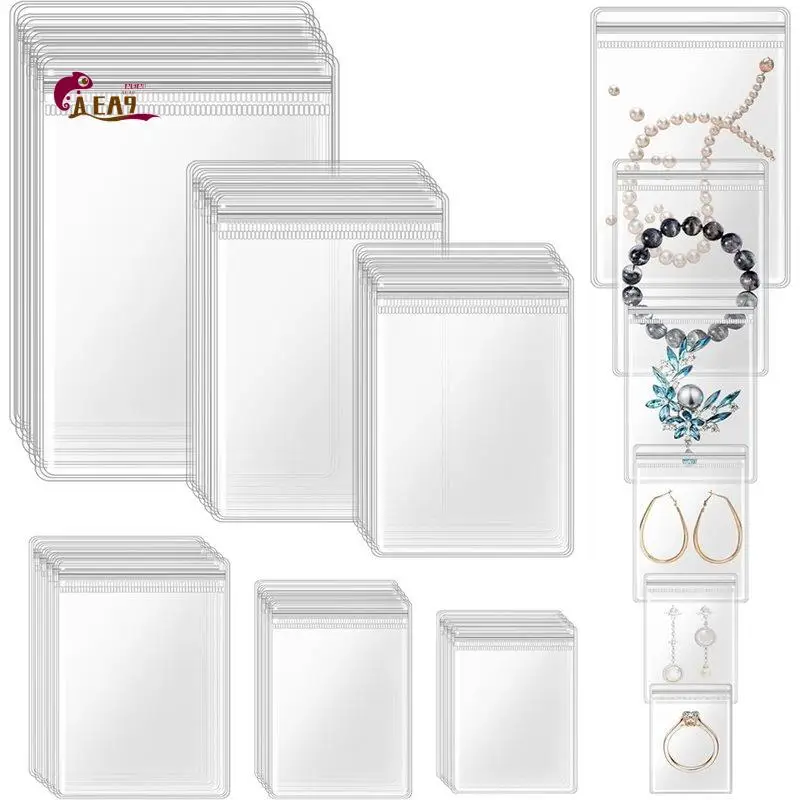 AEA9-300 Pcs Jewelry Bags, Self-Sealing Clear Plastic Zipper Bag Anti-Tarnish Jewelry Bags For Storing Bracelets, Jewelrys