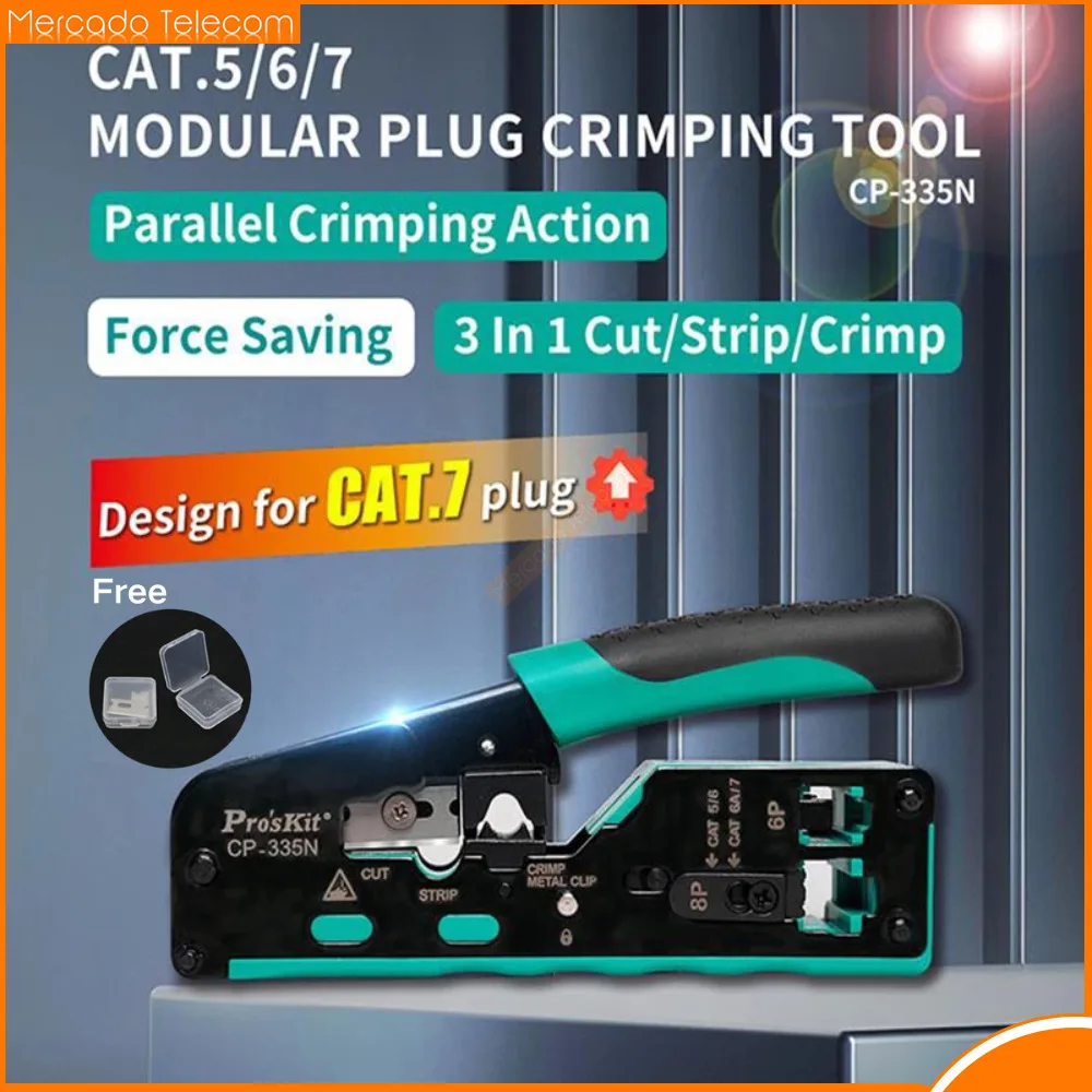 

Pro'skit CP-335N CAT7 Modular Plug Crimping Tool Network Crimping Plier Cable Clamp RJ-45 RJ11/RJ12 Wire Stripper