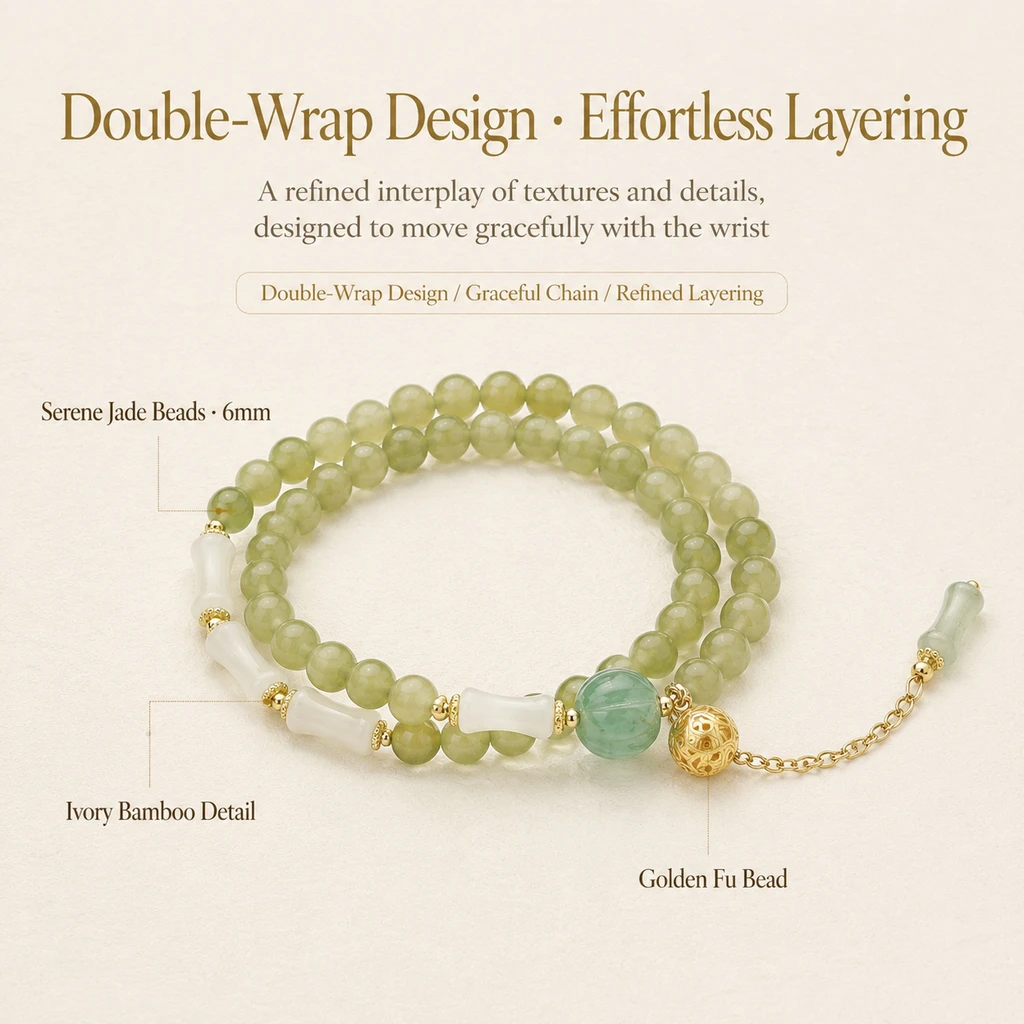 Imitation Hetian White Jade Bamboo Joint Double Loop Bracelet Stainless Steel Copper Jewelry for Women Men Handmade Fashion Gift