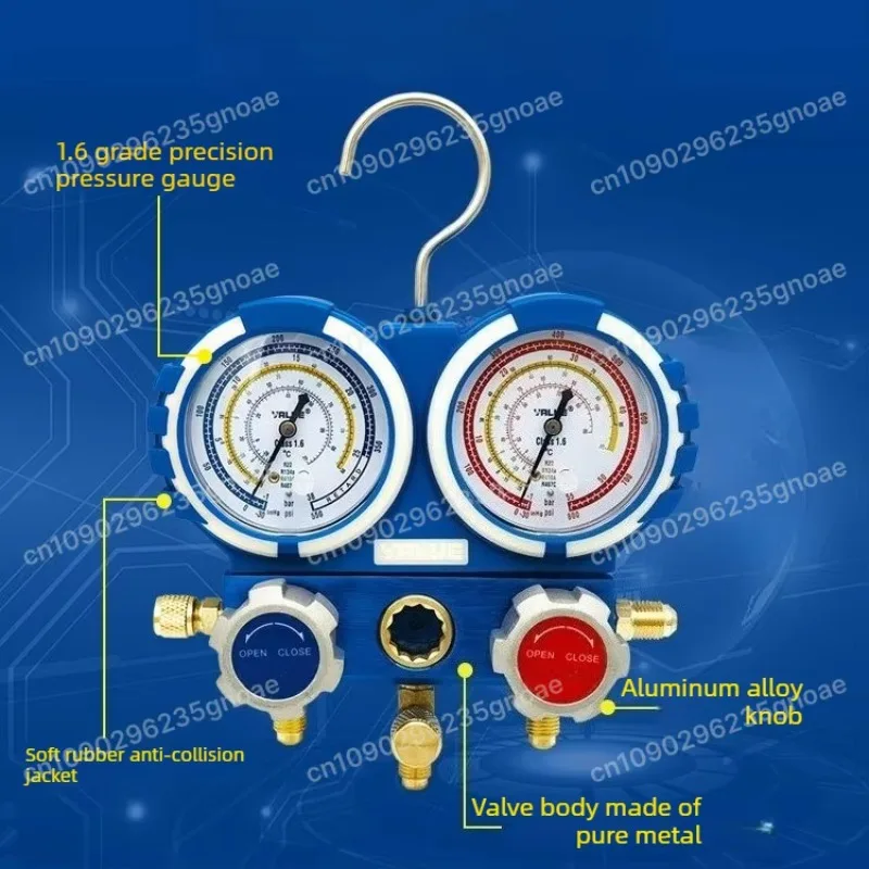VMG-2-R22-B R410a/R134a/R32 Air Conditioner Fluorine Set Refrigerant Pressure Dual Gauge