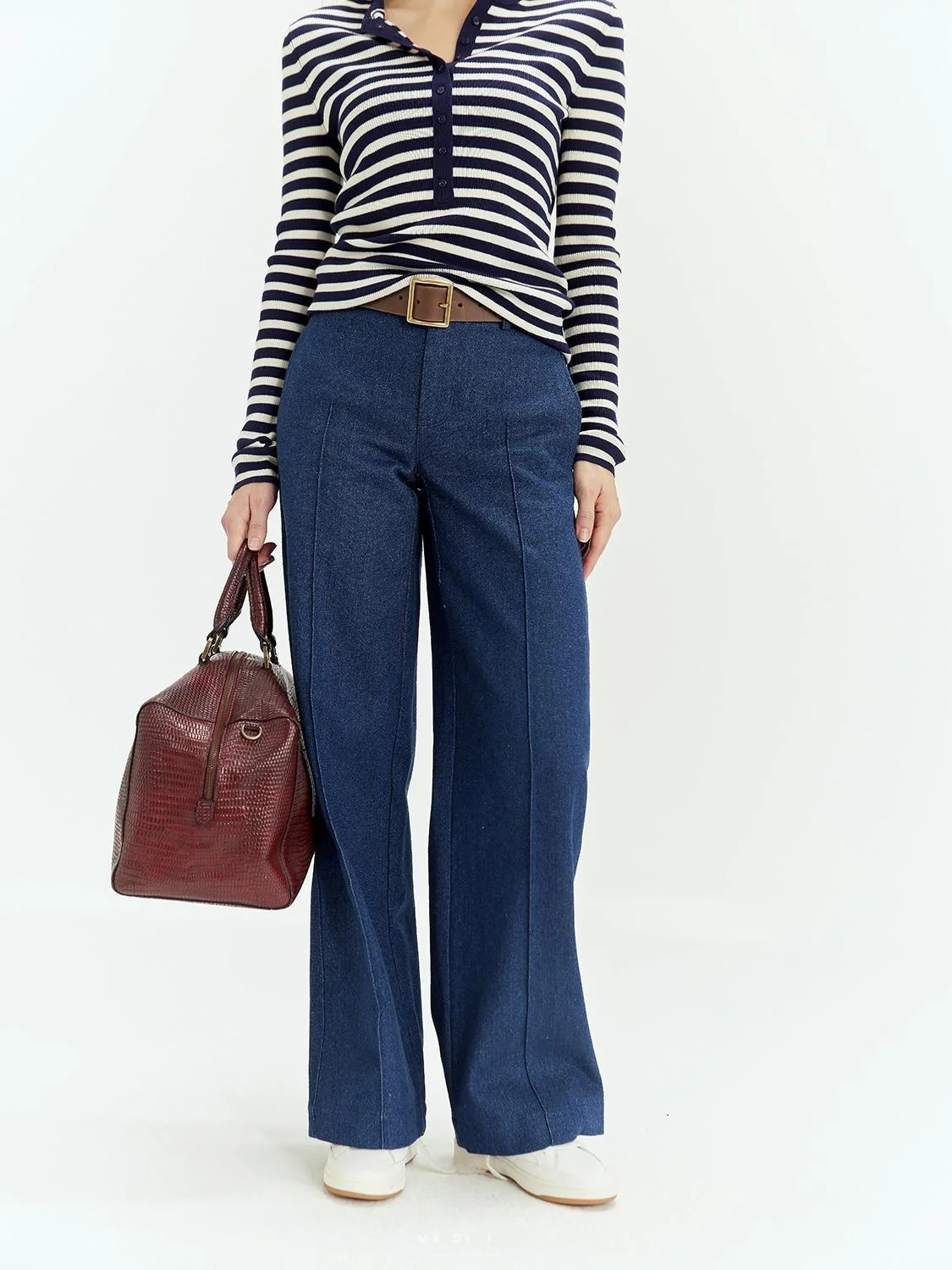 

MsDidion High Waist Straight Leg Jazz High Densi Bamboo Texture Cotton Autumn 2024 Women's Premium Denim Pants