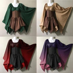 Renaissance Vintage Waist Dress Palace Victoria Medieval Women Skirt Suit Stitching Tunic Dress Party Halloween Cosplay Costumes