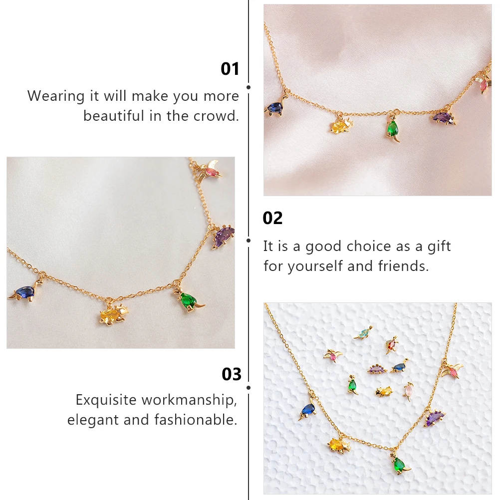 

1pc Small Dinosaur Chain For Women Fashion Pendant Necklace Colorful Neck Chain Jewelry Gift Daily Wear Party
