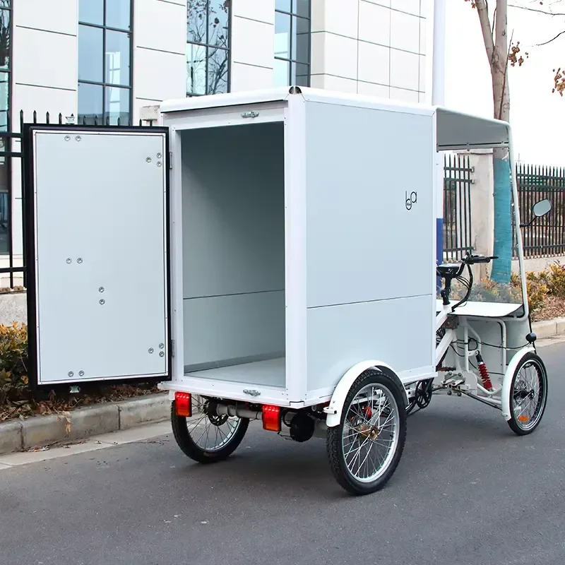 Heavy Duty Electric Cargo Tricycle 4 Wheel With Enclosed Cabin For Freight Transport Powerful Motor Utility Vehicle 4 Wheel