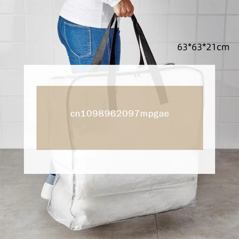 Large PP Woven Tote Transparent Moving Storage Bags with Zipper Waterproof Garment Bag for Clothes & Bedding |〔2025E〕