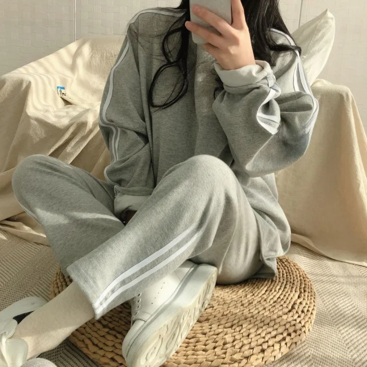 

Fashionable Pure Color Sporty Casual Set Spring Autumn New Women's High-End Feelings Two-Piece Suit Long Pants