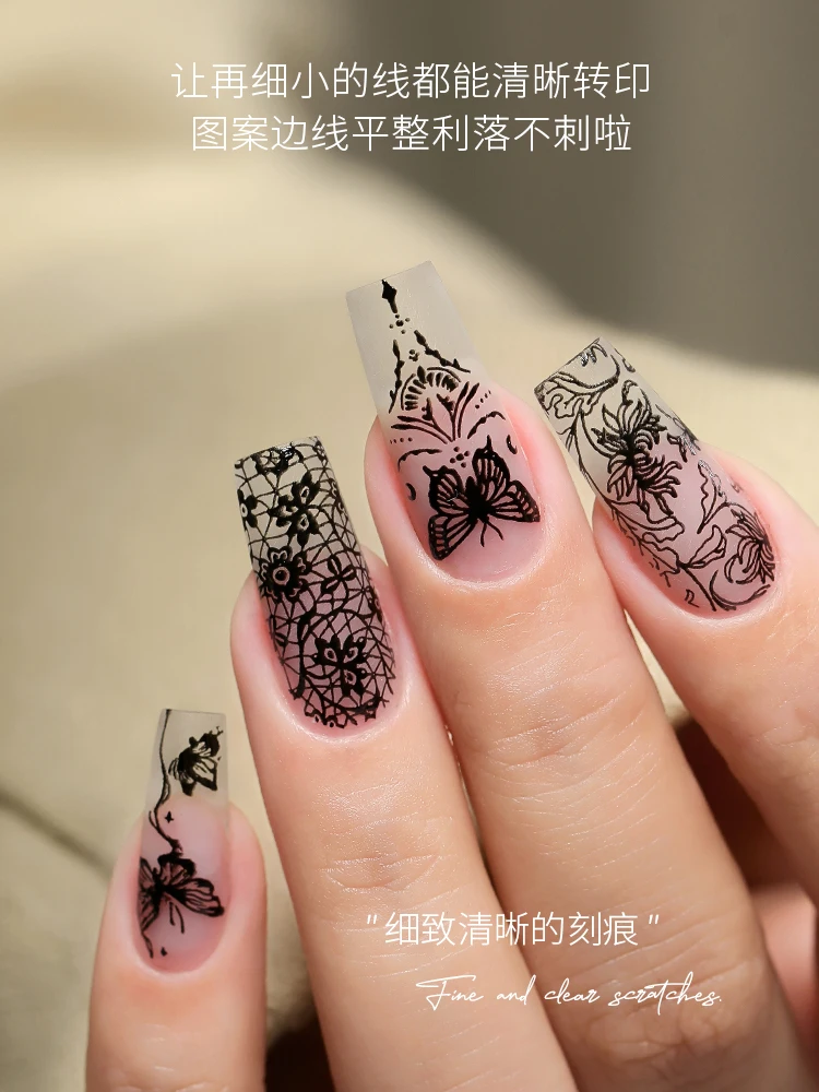 MR مسمار الفن الطباعة مجلس الدانتيل فراشة نمط الأزهار الطباعة قالب نقل سيليكون ختم لوح فولاذي للتقليم الفرنسي