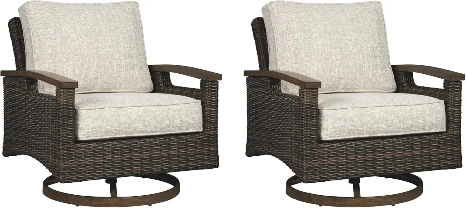 

Paradise Trail Outdoor Swivel Upholstered Lounge Chair Set, 2 Count, Beige