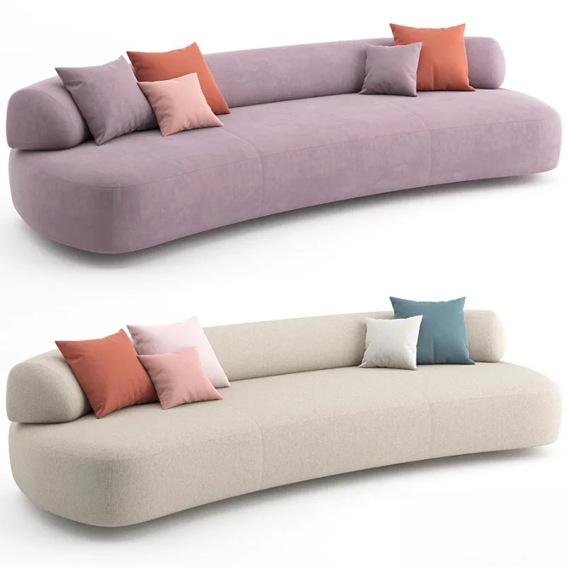 minimalist creative rotating module large flat-floor paradise fabric sofa, villa living room multi-functional straight row