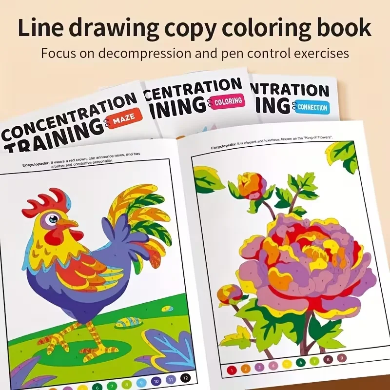 Konzentrationstraining Malbuch für Kinder Muster-Malvorlagen Stressabbau Kunst-Aktivitätsbuch Kreatives Malbuch – Detail 3