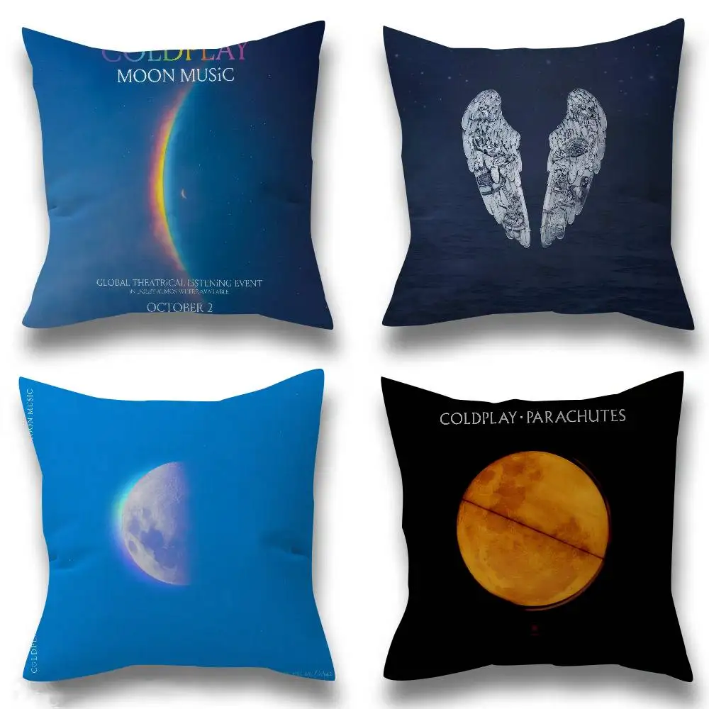 Band C-Coldplay Moon Music Double-sided Printed pillow cover Short plush Suitable living rooms bedrooms sofa throw cushion cover