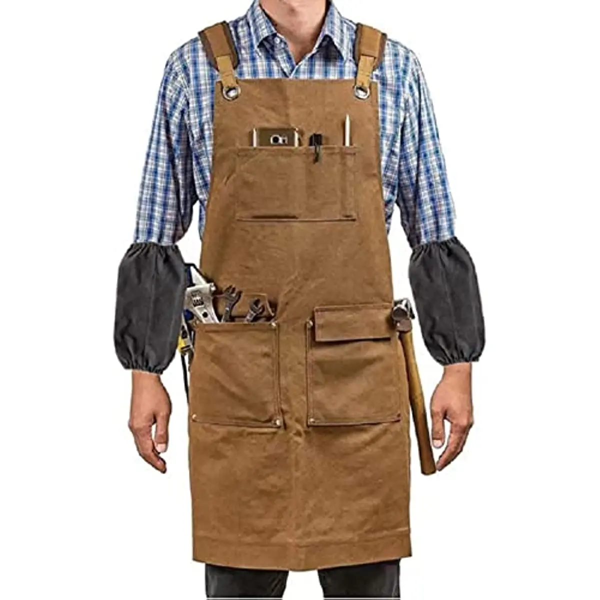 Waterproof Auto Woodworker Multifunctional Pocket Chef Adjustable American Heavy Industry Mechanic Canvas Sleeve Canvas Apron