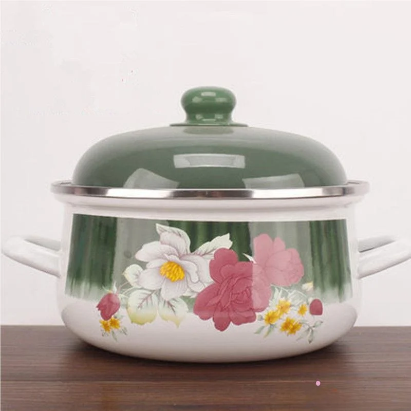 

Extra Thi 626CM Enamel Pot Soup Pot Flat Bot Enamel Pot Stew Pot Fried Medicine Hot Pot Pig Oil Bowl Tray