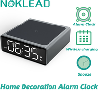 NOKLEAD LED Electric Alarm Clocks Digital Bedroom Alarm Clocks with Phone Wireless Charger Snooze and Brightness Adjustable