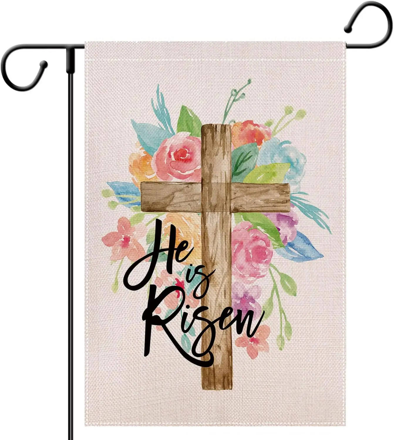 Easter He is Risen Garden Flag for Outside 12x18 Double Sided - Religious Yard Decor Christian Farmhouse Holiday Decorations SSL