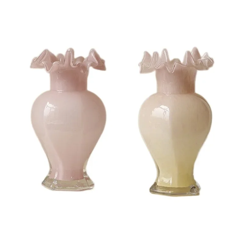 Art vase glass light luxury high-end hydroponic utensils medieval ornaments living room flower arrangement