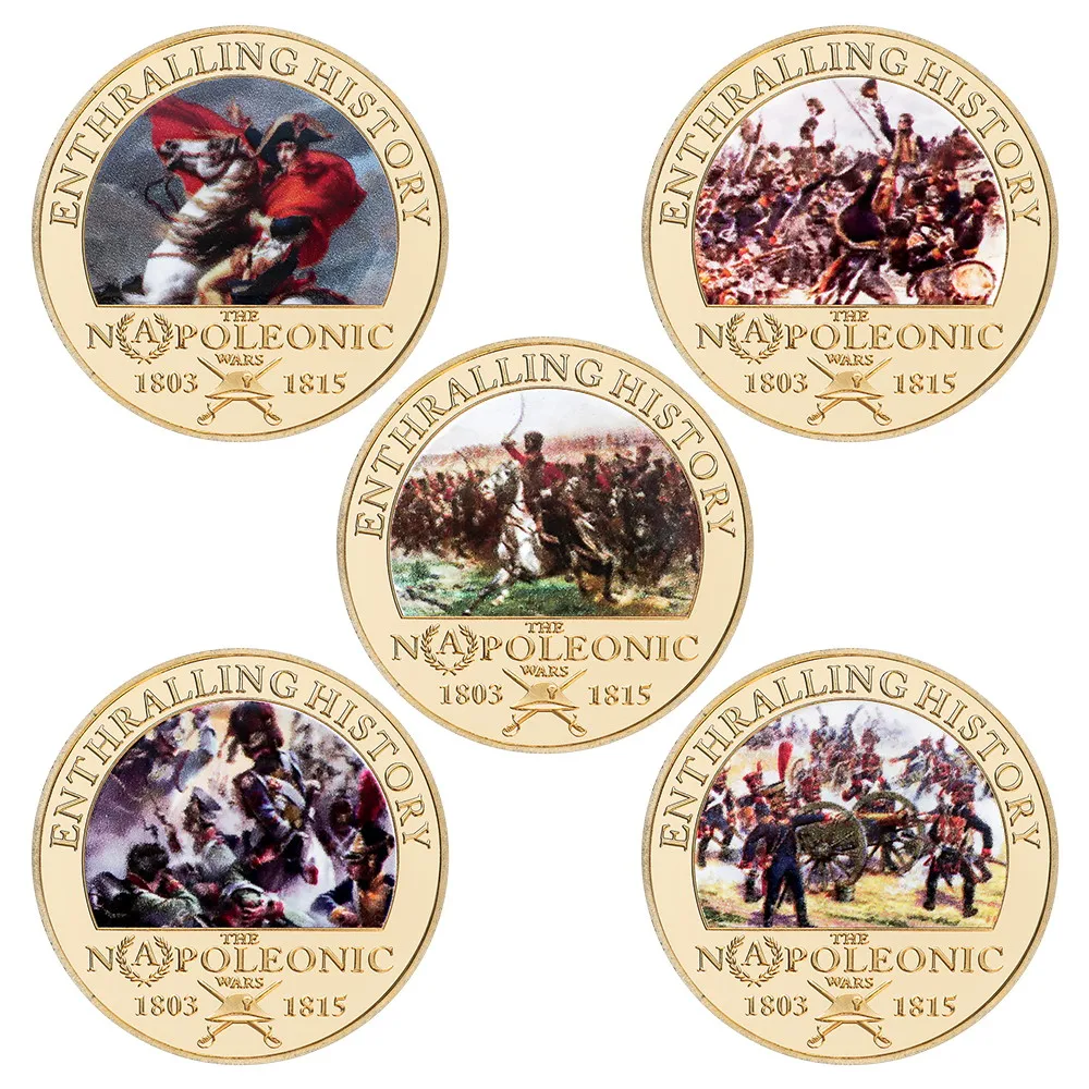 5 قطعة 1803-1815 الحروب نابليونية عملات تذكارية مجموعة نابليون تذكارية ميداليات التحدي العسكري الأوروبي عملة تحصيل هدية #3