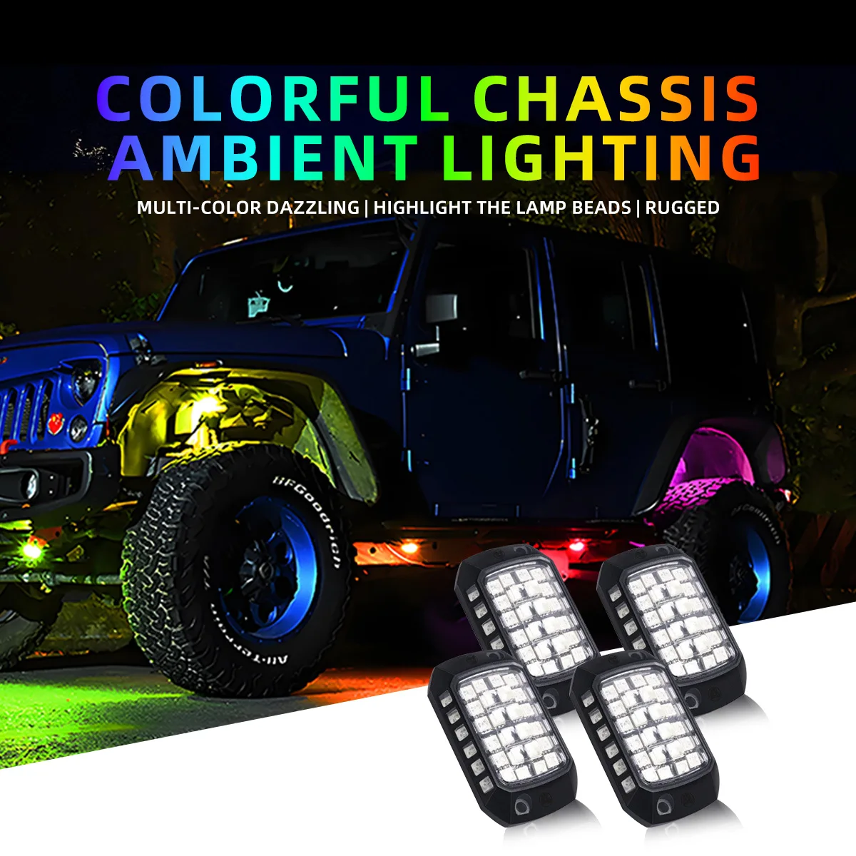 

1/2/4x Car Floor Lights Exterior Warning Car Ambient Light LED Verlichting Off Road Lighting Led headlight Bulbs for ATV UTV SSV
