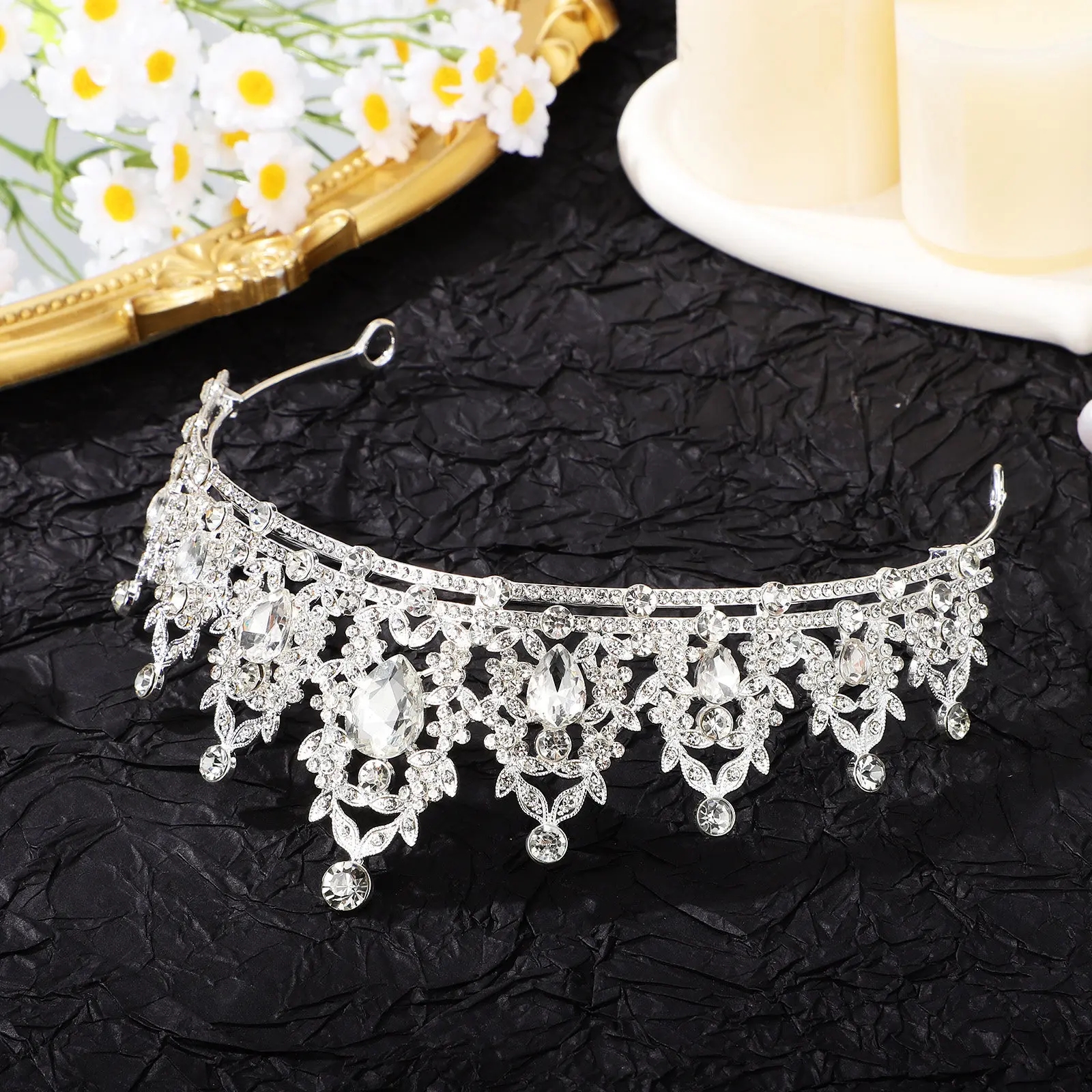 

Princess Rhinestone Tiara Crown Bridal Hair Jewelry Birthday Party Wedding Headband Elegant Hair Accessory Crowns for Women