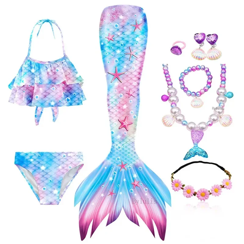 Meisjes Zeemeerminstaarten Voor Zwemmen Halloween Cosplay Kostuum Strand Zwembad Kleding Kind Zeemeermin Badpak Kinderen Swimmable Kostuum Fi E