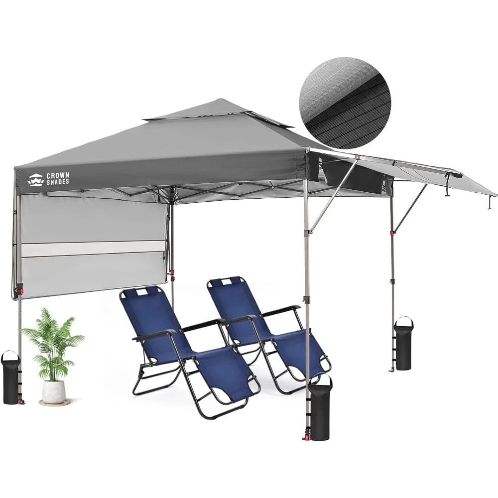 

10x10 Pop up Canopy Tent Centerlock Instant Commercial Canopy with 150D Silver Coated Fabric Including 2 Extend Awnings,