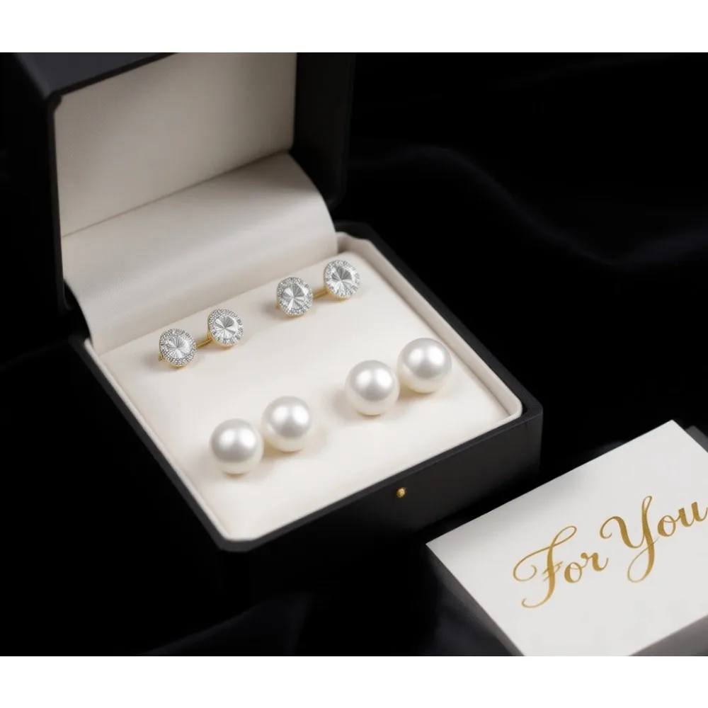 

Гипоаллергенные серьги-гвоздики с белым жемчугом 8-10 мм, набор из 12 пар, без никеля, подарок для женщин