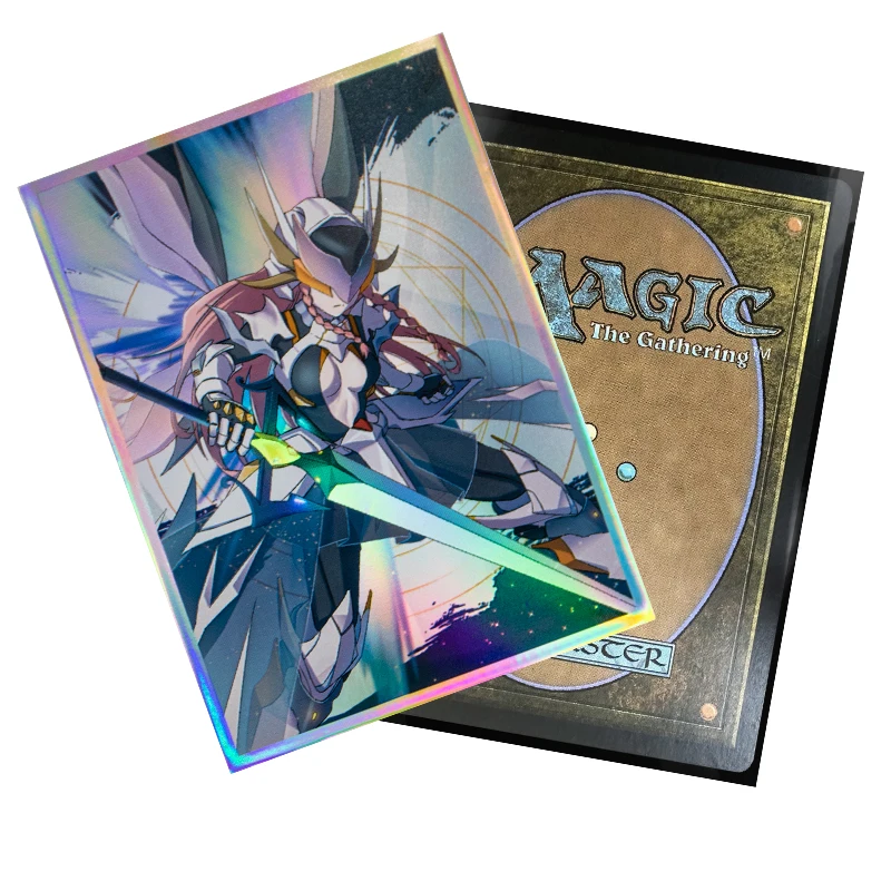 50PCS 66x91mm Holographic Anime Card Sleeves Cartoon Character Printing Deck Protector for MTG/PTCG Game Cards