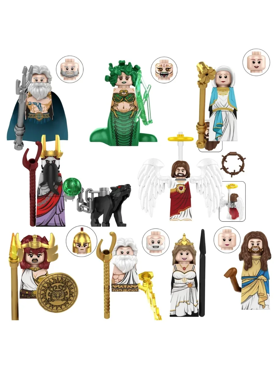 Blind Box TP1044 Mini-Figuren Griechische Mythologie Medusa Poseidon Zeus Bausteine Jesus Hades Athene Baustein-Modell Spielzeug