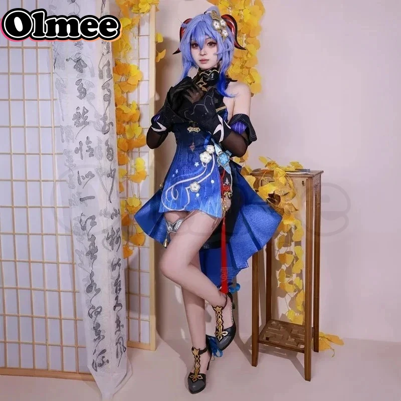 [Olmee]Ganyu, новый наряд, костюм для косплея 2024, Genshin Impact, цветение сумерки, Ган Ю, полный комплект, парик, лиюй, фонарь, обряс