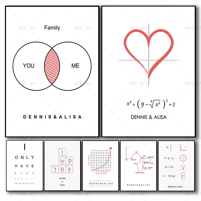 Nordic Express Love with Mathematical Equations Abstract Canvas Printing Creative Valentine's Gift Wall Art Room Home Decoration