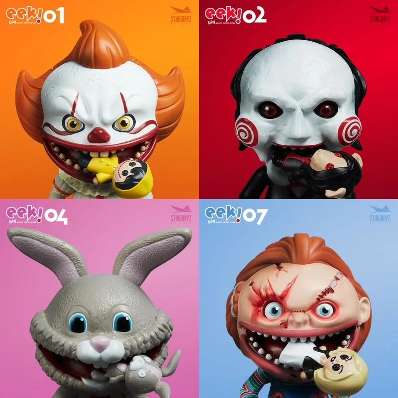 

In Stock Eb Mó Yú Stingrayz Eek! Hunger Killer Chibi Figure Model Rabbit Pennywise Chucky Billy Collection Decoration Ornament