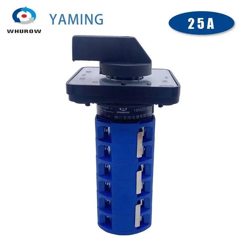 20A 25A LW26 YMW26 Rotary Cam Switch 64X64mm Panel 660V 25A 6 Poles For Welding Machine 10 Position Silver Contact