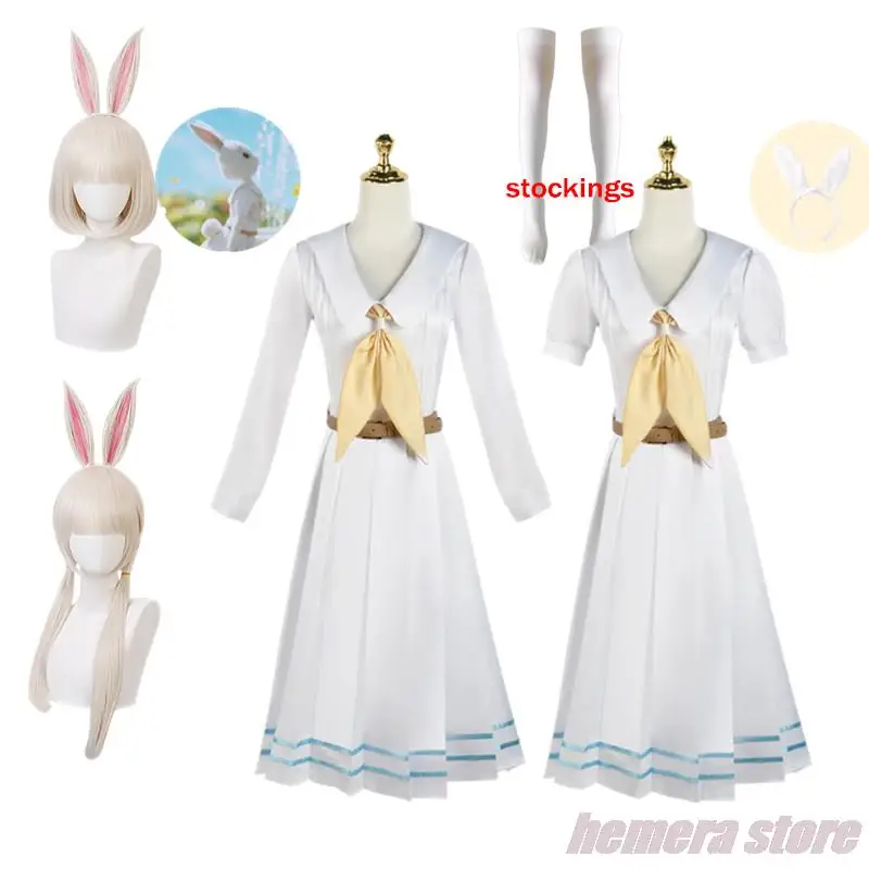 

Anime Beastars Haru Cosplay Costume Lolita Dress JK Uniform Haru Wig Ears White Rabbit Halloween Costume For Women