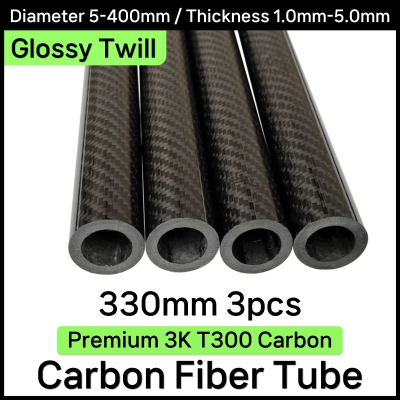 330mm Carbon Fiber Tube for RC Airplane Parts OD 10mm 16mm 20mm 22mm 24mm 28mm 30mm High Hardness Composite Material