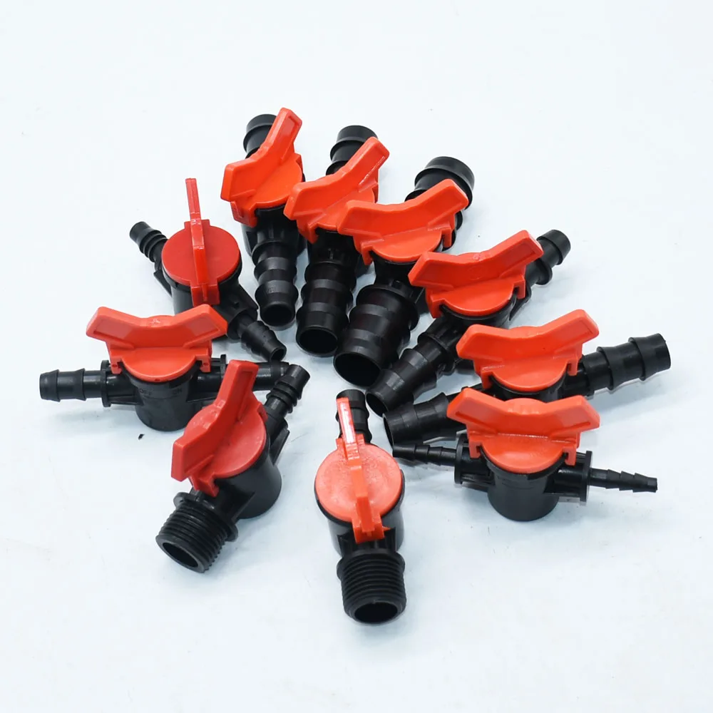 

20pcs 4/8/10/12/16/20/25mm Garden Tap Mini Valve Barb Hose Connector Valve Garden Drip Irrigation System Fittings
