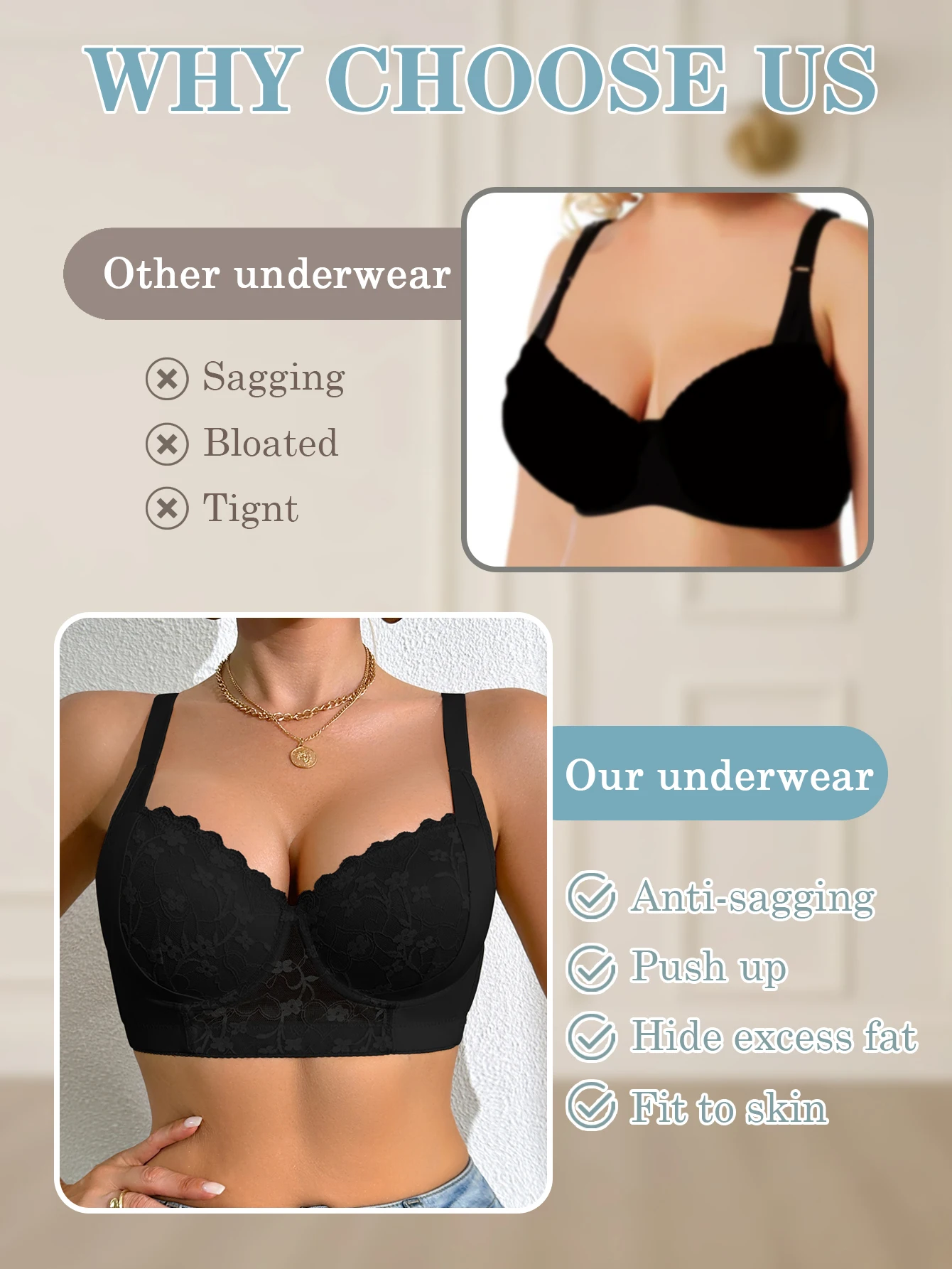 Blumenmuster Damen-BH mit Spitze, A B C D Cup, Bügel-BH, Push-Up-BH, seitliche Unterstützung, Anti-Sagging-Lingerie, atmungsaktiv, bequemer BH – Detail 4
