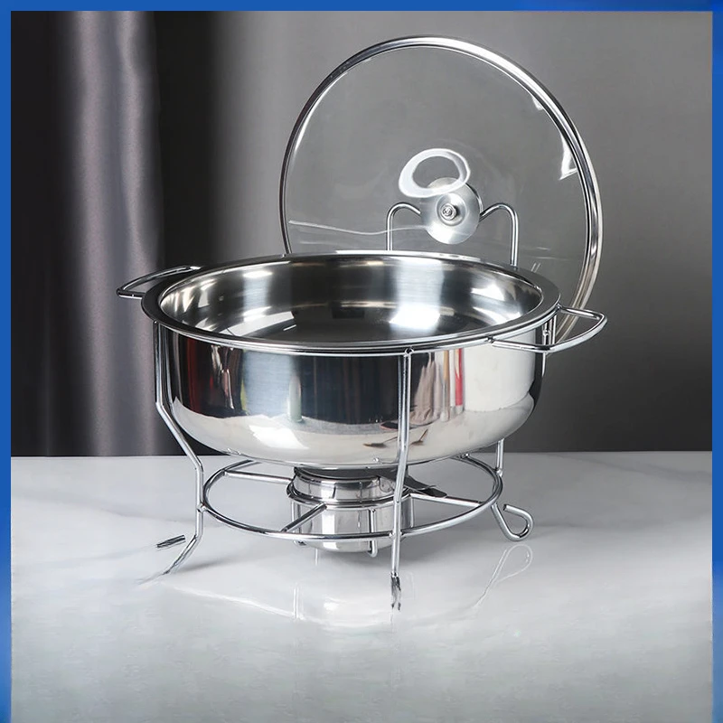 

Manufacturer's stainless steel circular side hook hanging alcohol pot food buffer warmer buffet stove