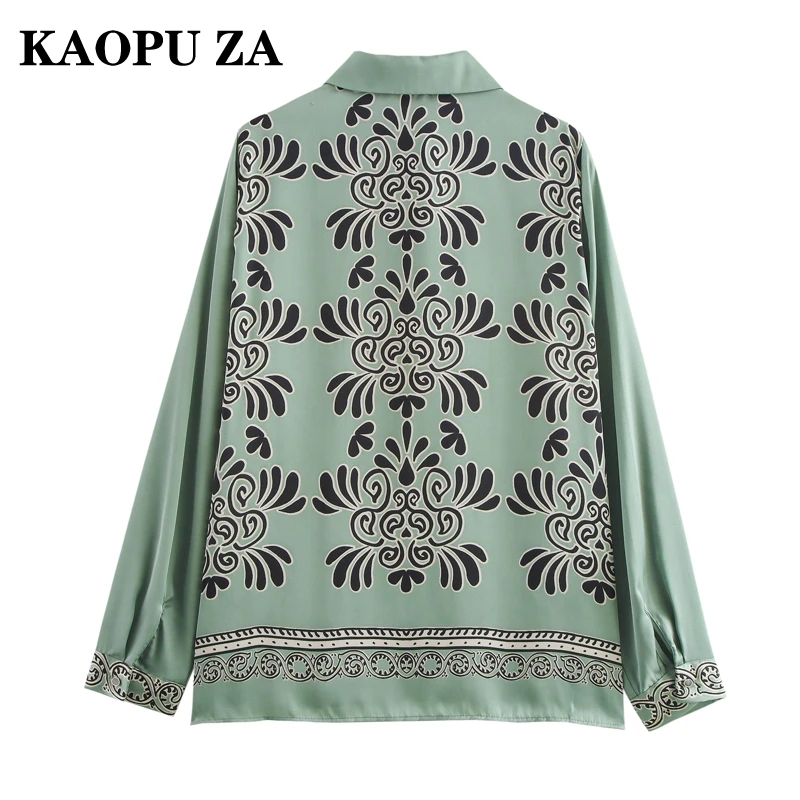 KAOPU ZA 2024 New Spring Women\'s Long Sleeve Turn-Down Collar Loose Blouse Shirts and Blouses Fashion Top