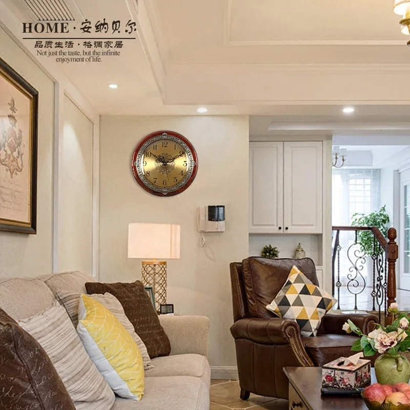 Large Solid Wood Retro Wall Clock Living Room American European Silent Bedroom Creative Watch Home Relogio De Parede Gift FZ635