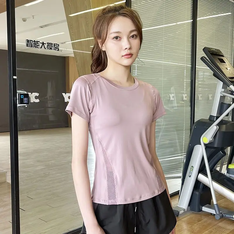 Summer and Autumn Yoga Fitness Running Speed Drying Breathable Sports Short Sleeve Tops T-Shirt for Women