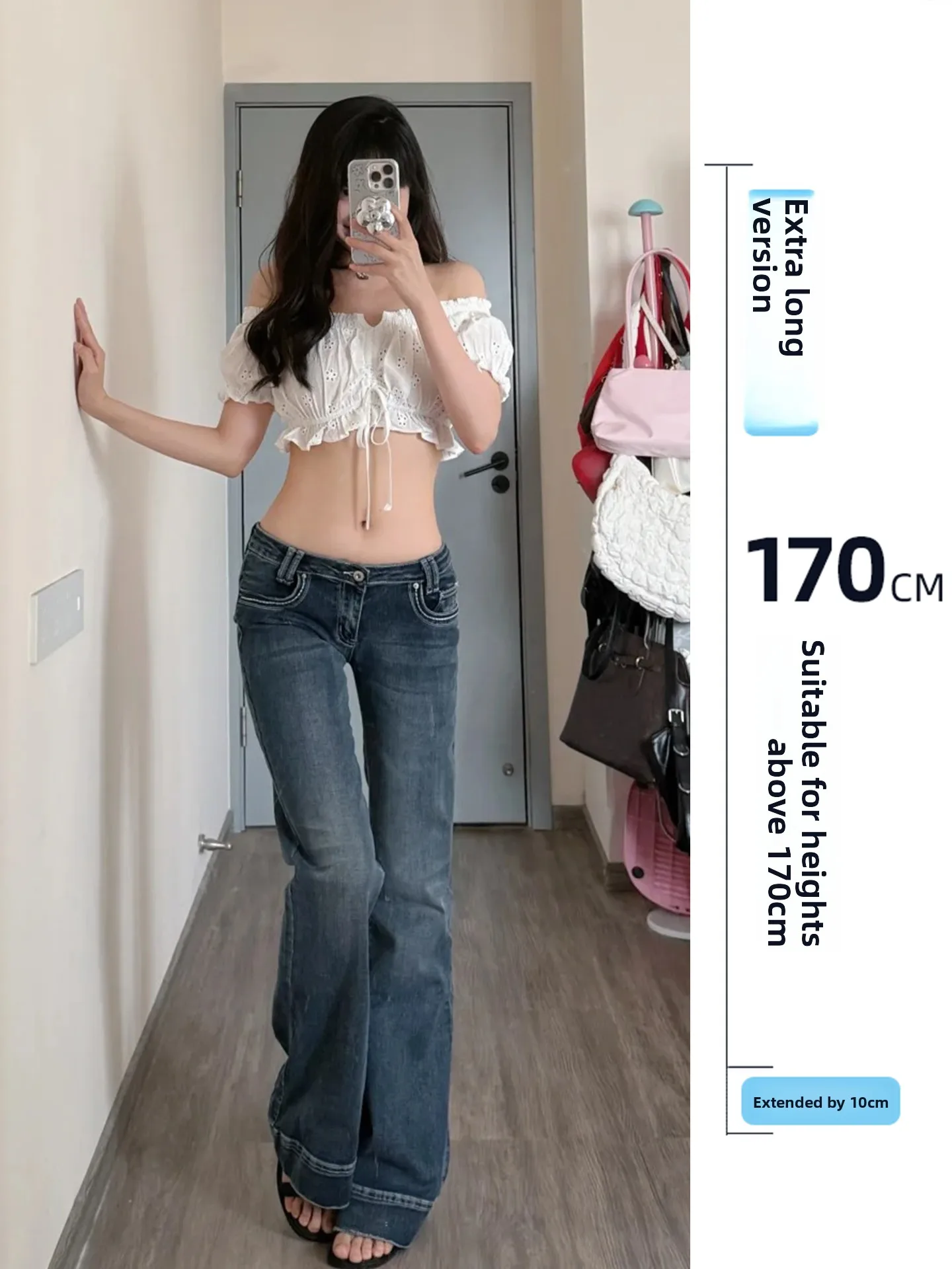 

Low Waist Slim Fit Bell Bot Jeans Women's American Sle Vintage Elastic Hot Girl Denim Pants Autumn Casual Faion