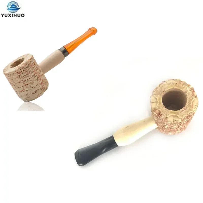 Natural Corn Cob Tobacco Pipe S/M Size 85mm/100mm with Yelle Acrylic Mouthpiece Wooden Corn Smoking Stem Straight Pipes Healthy