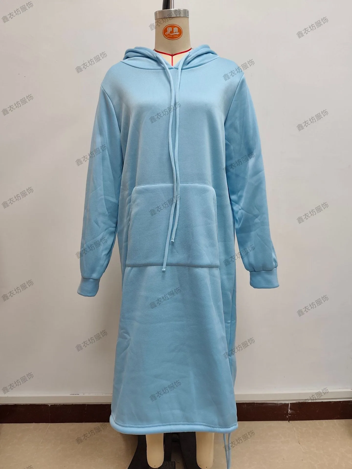 Pullover Hooded Hoodie Regular Thickness Elegant Commuter with Pocket Sweatshirt Loose Fit Wrinkle Treatment Long Hoodie