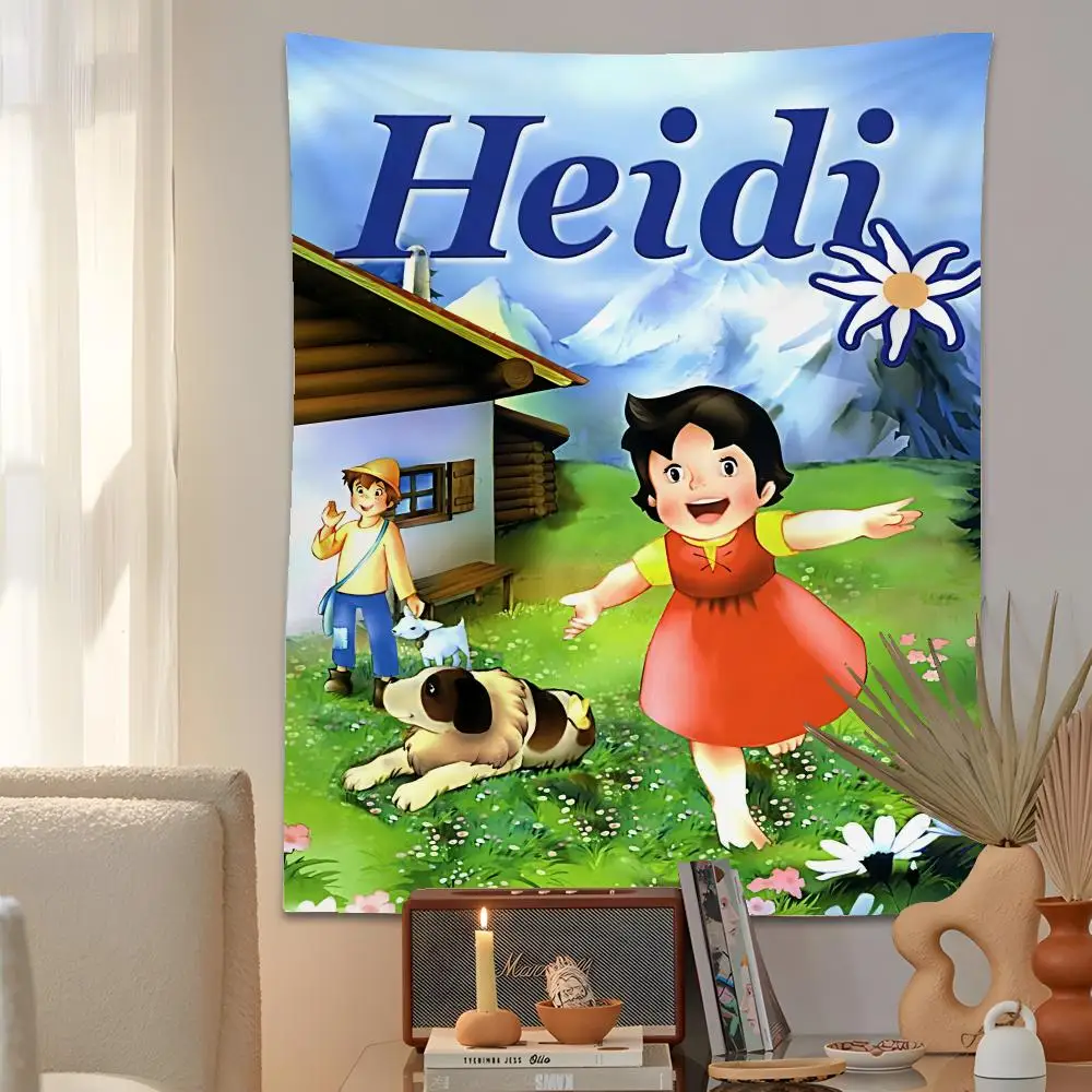 H-Heidi P-Peter Cartoon Tapestry Microfiber Background Art Decor For Bedroom Living Room Bar Garden Outdoor Festival Wall Decor