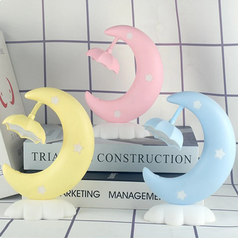 مصباح القمر القمري لغرفة النوم، ضوء ليلي صغير على شكل قمر كرتوني على شكل هلال LED، مصباح طاولة شحن لديكور غرفة الأطفال