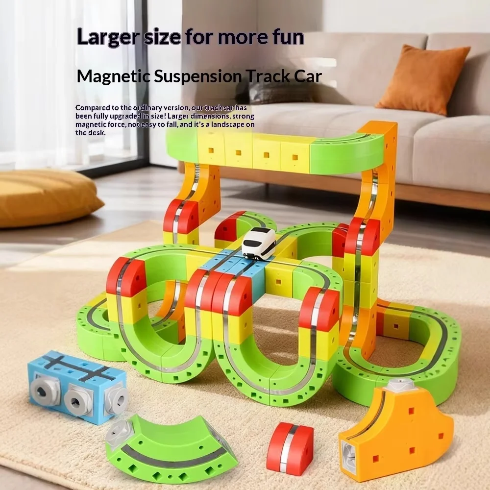 Duży, wielofunkcyjny, magnetyczny tor kolejowy dla dzieci, edukacyjna zabawka - szybki pociąg, zestaw DIY, bez pilotowania, prezent świąteczny dla dzieci.