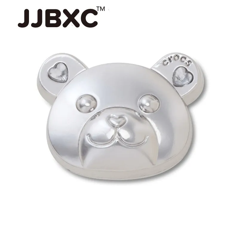 

Текстурированная серебряная пряжка для обуви JJBCX в стиле панк с головой медведя — идеально подходит для модной обуви