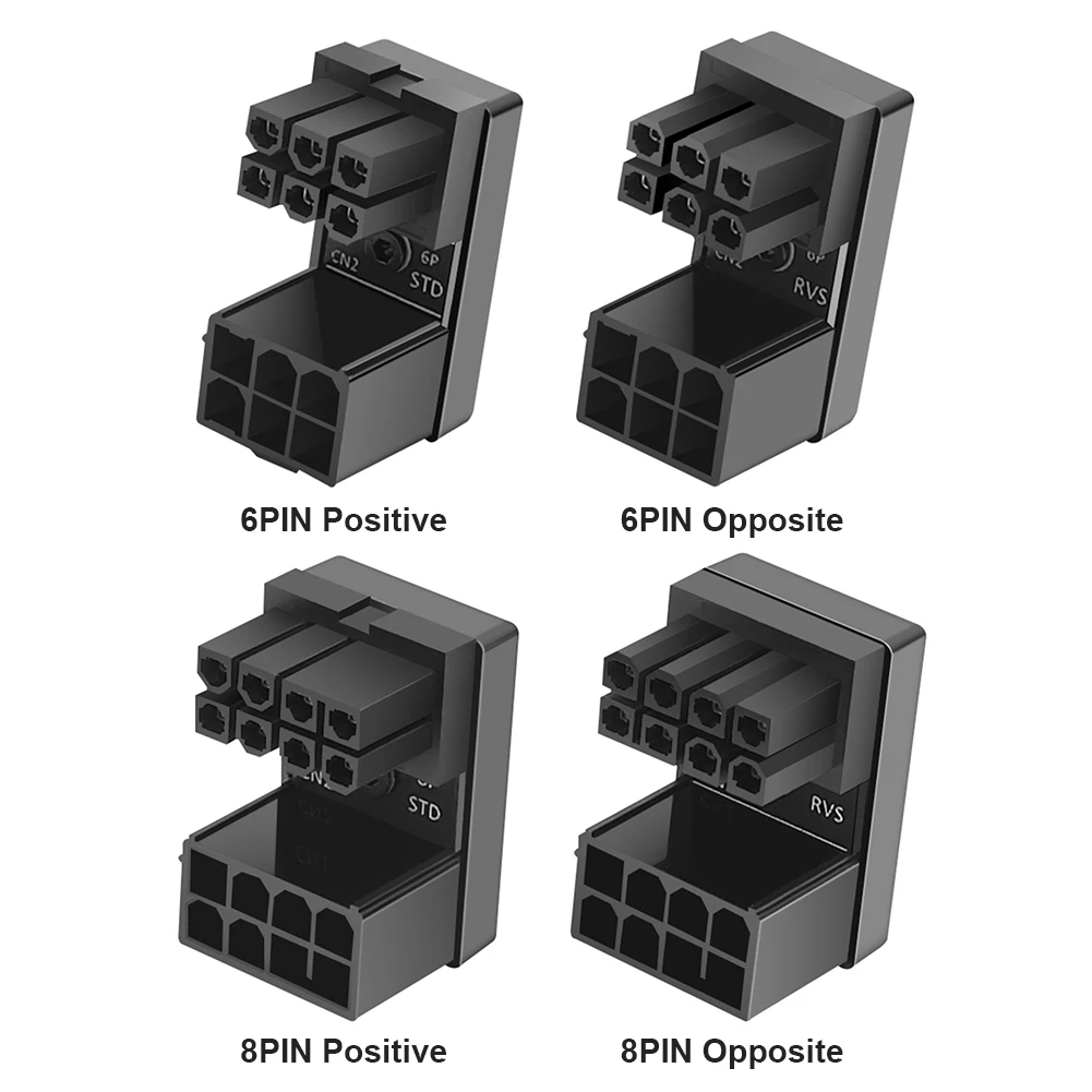 ATX 8Pin 6Pin Female to 8Pin 6Pin Male 180 Degree Adapter for Desktop Video Card
