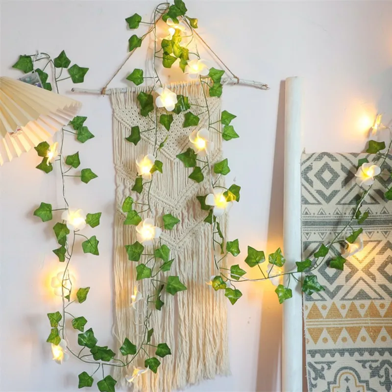 

Home Decor Fairy Lights Battery Powered Christmas Tree Garland Light Flower Green Leaf String Lights Artificial Vine for Weeding