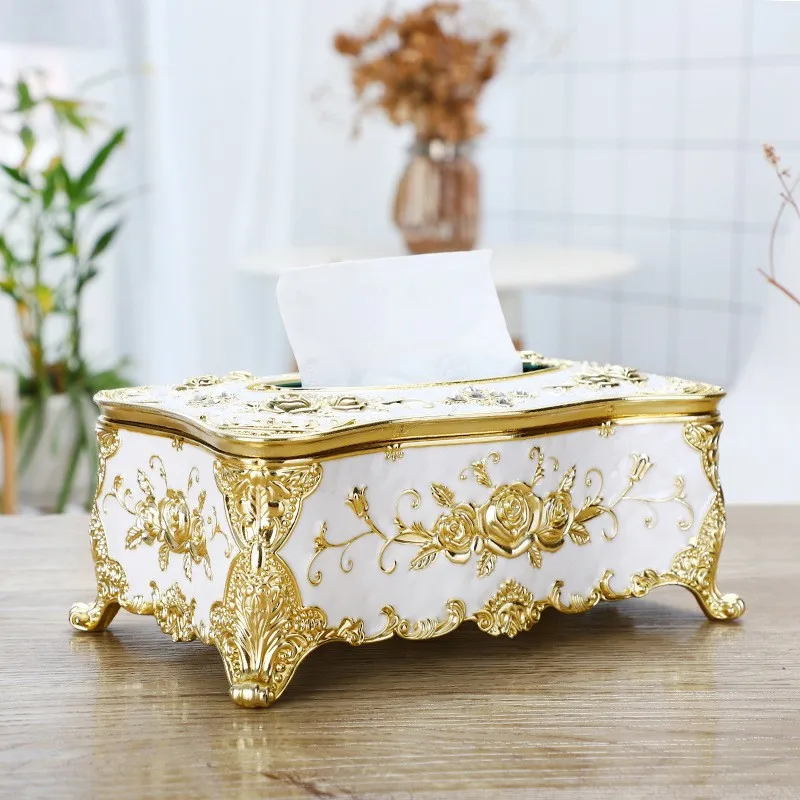 European Style Paper Box Living Room Household Plastic Tissue Box Dining Table Bar Creative Napkin Paper Box Napkin Storage Box